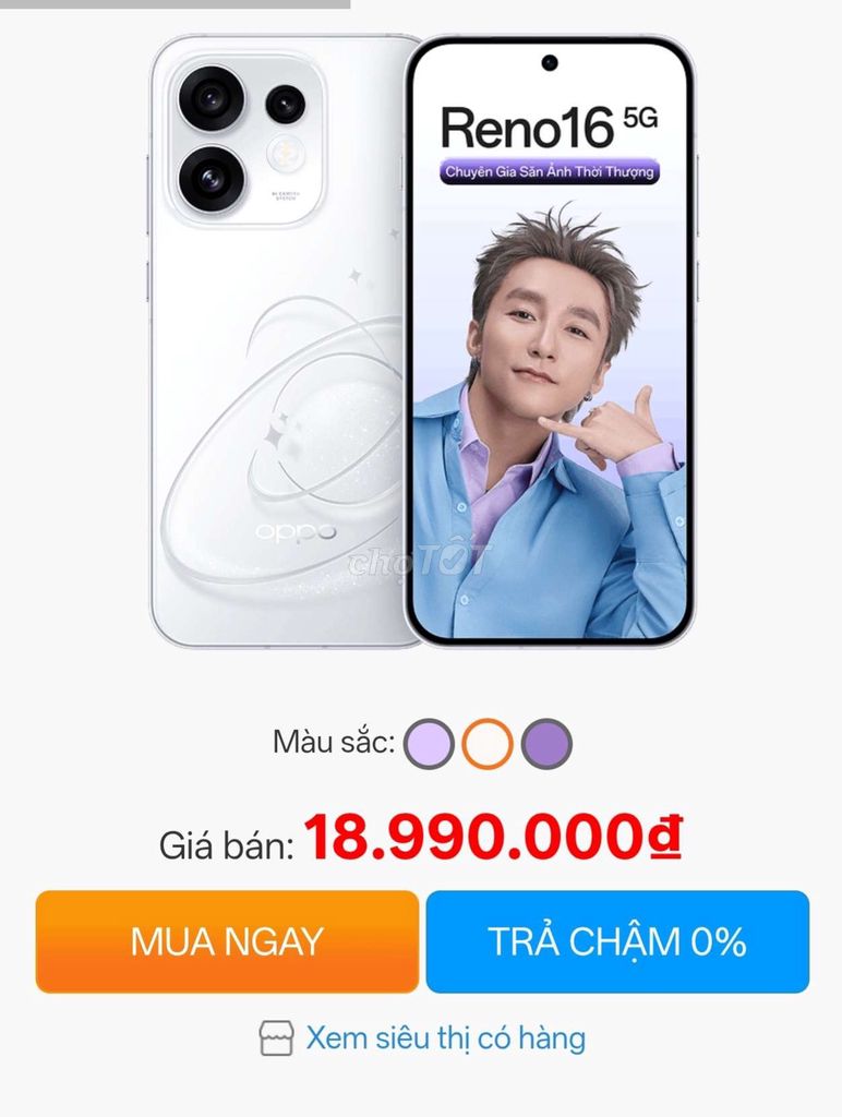 Oppo Reno16 5G 256GB Trắng. Mua bán Điện thoại tại Quận Tân Bình Tp Hồ Chí Minh được đăng bởi Mi Mi hình 1