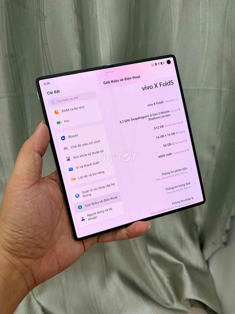 Vivo X Fold5 16GB/512GB Trắng Snapdragon 8 Gen 3. Mua bán Điện thoại tại Quận Phú Nhuận Tp Hồ Chí Minh được đăng bởi Designer hình 1