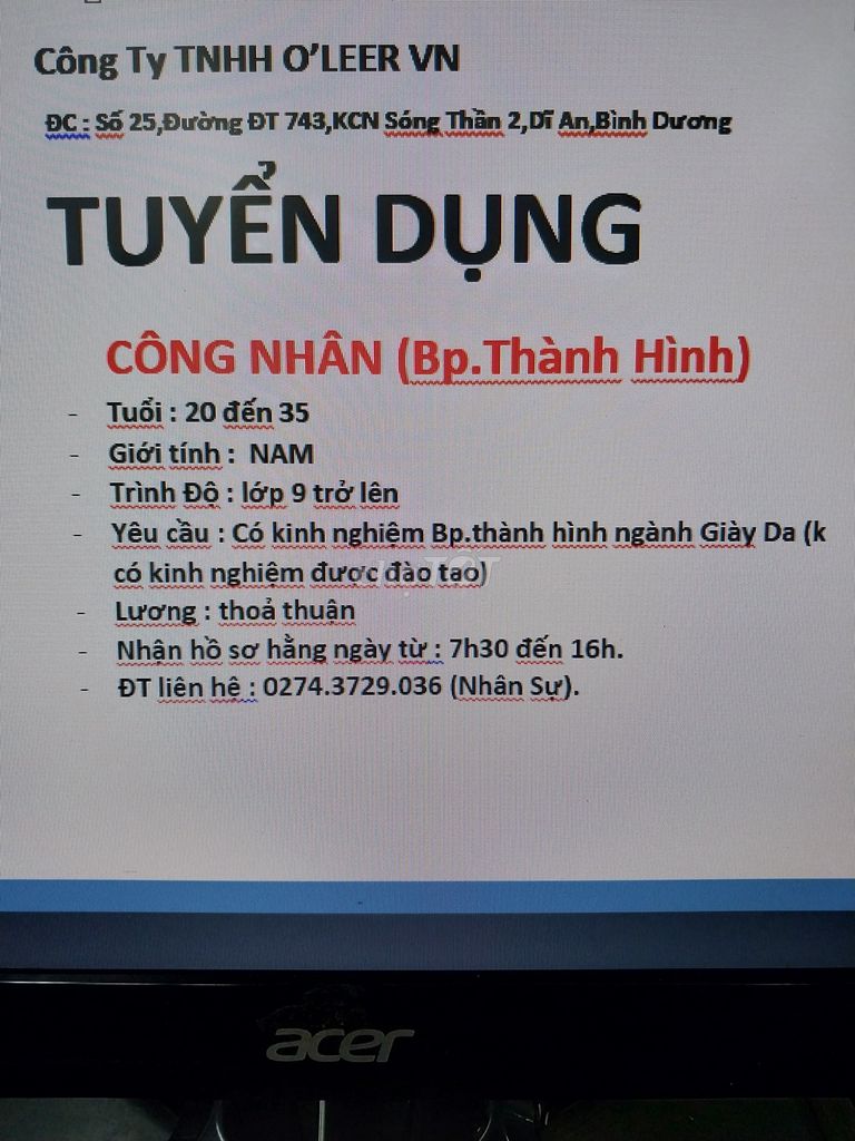 CÔNG NHÂN  (Bp.Thành Hình Giày Da)