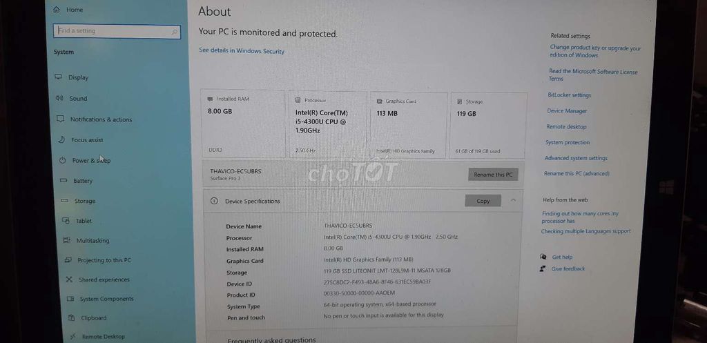 Microsoft Surface Pro 3 i5 8GB/128GB. Mua bán Máy tính bảng tại Quận Tân Bình Tp Hồ Chí Minh được đăng bởi Minh Hoà hình 1