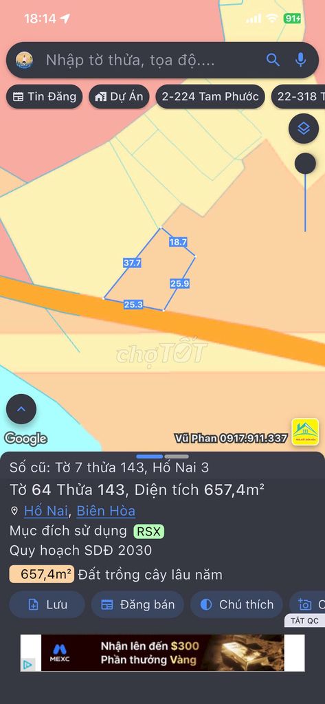 658m2 Đất Mặt Tiền Đ.Thanh Bình Hố Nai 3 Trảng Bom Cũ - 1.9 Tỷ