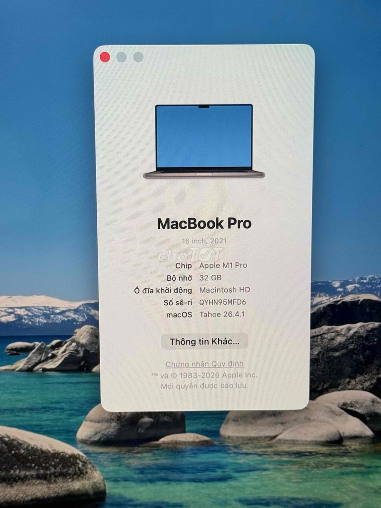 MacBook Pro M1 Pro 16 inch 32GB/512GB. Mua bán Laptop tại Quận Bình Thạnh Tp Hồ Chí Minh được đăng bởi Táo Care  hình 1
