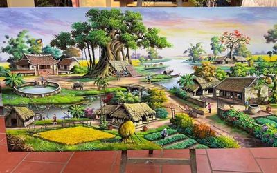 Tranh sơn dầu vẽ tay khổ 70x1m pong cảnh viêt Nam