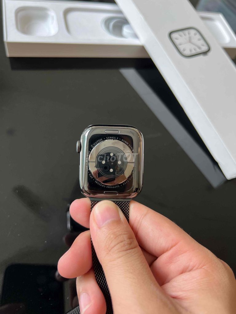 Apple watch series 7/45 thép đen esim full pk