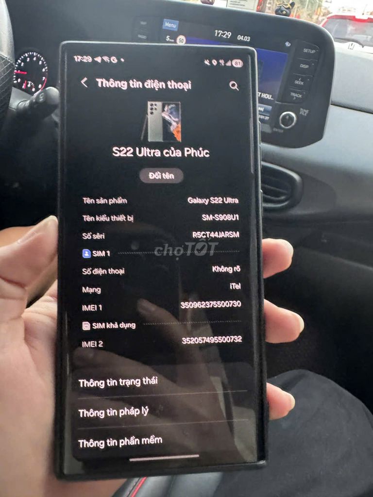 Samsung Galaxy S22 Ultra 128GB Đen. Mua bán Điện thoại tại Quận Hoàng Mai Hà Nội được đăng bởi QUANG ĐẠI  hình 1
