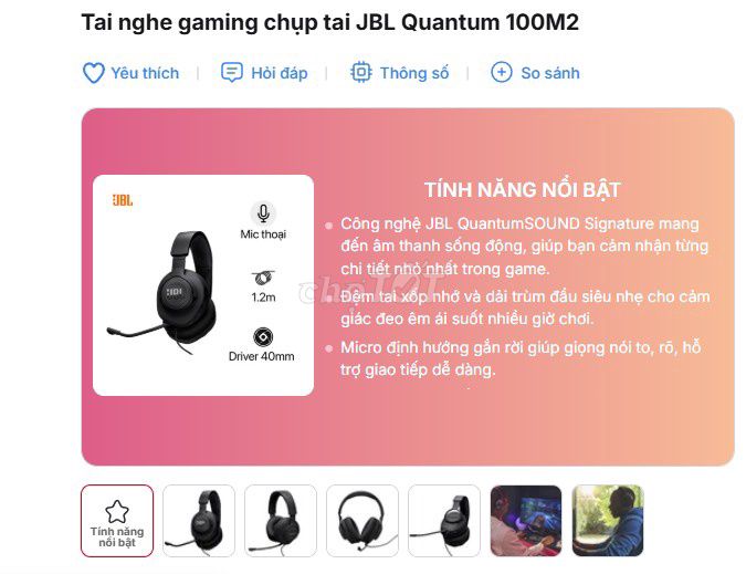 Tai nghe gaming JBL Quantum 100M2 Đen Mới. Mua bán Tivi, Âm thanh tại Quận Hải Châu Đà Nẵng được đăng bởi Ngô Văn Lai hình 1