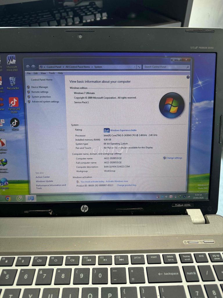 HP ProBook 4520s i5 4GB. Mua bán Laptop tại Huyện An Dương Hải Phòng được đăng bởi Ngọc Hiển hình 1