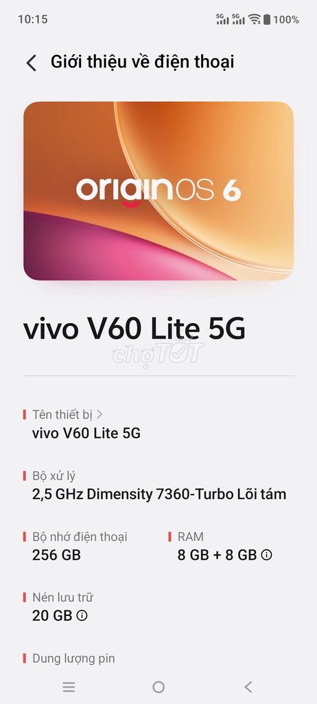 Vivo V60 Lite 5G 256GB. Mua bán Điện thoại tại Quận Bình Tân Tp Hồ Chí Minh được đăng bởi Phan Hải hình 1