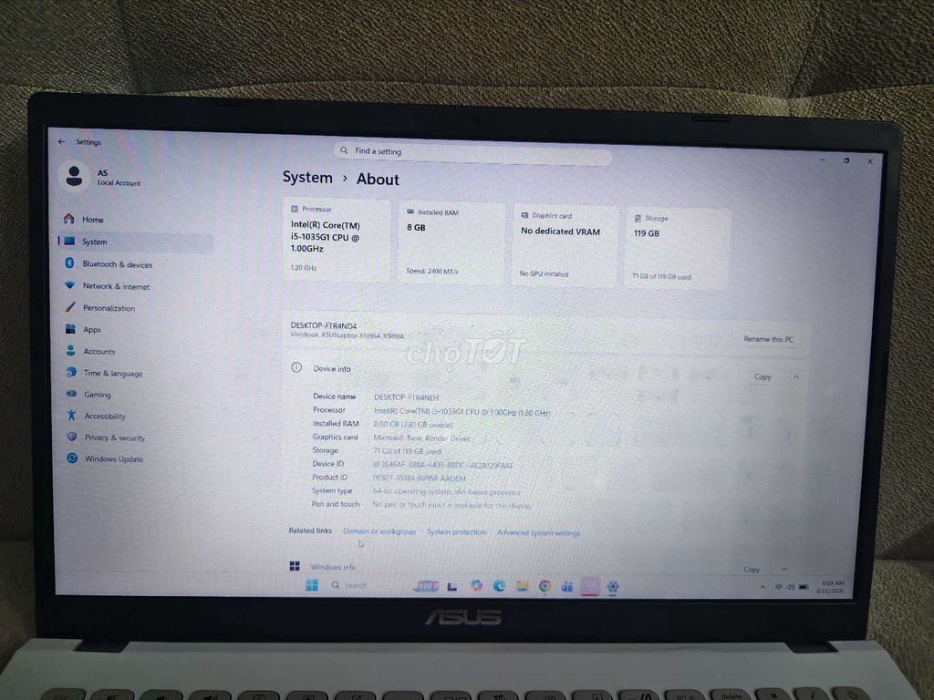 Asus i5 Gen 10 8GB/128GB SSD. Mua bán Laptop tại Quận Tân Phú Tp Hồ Chí Minh được đăng bởi Sang hình 1