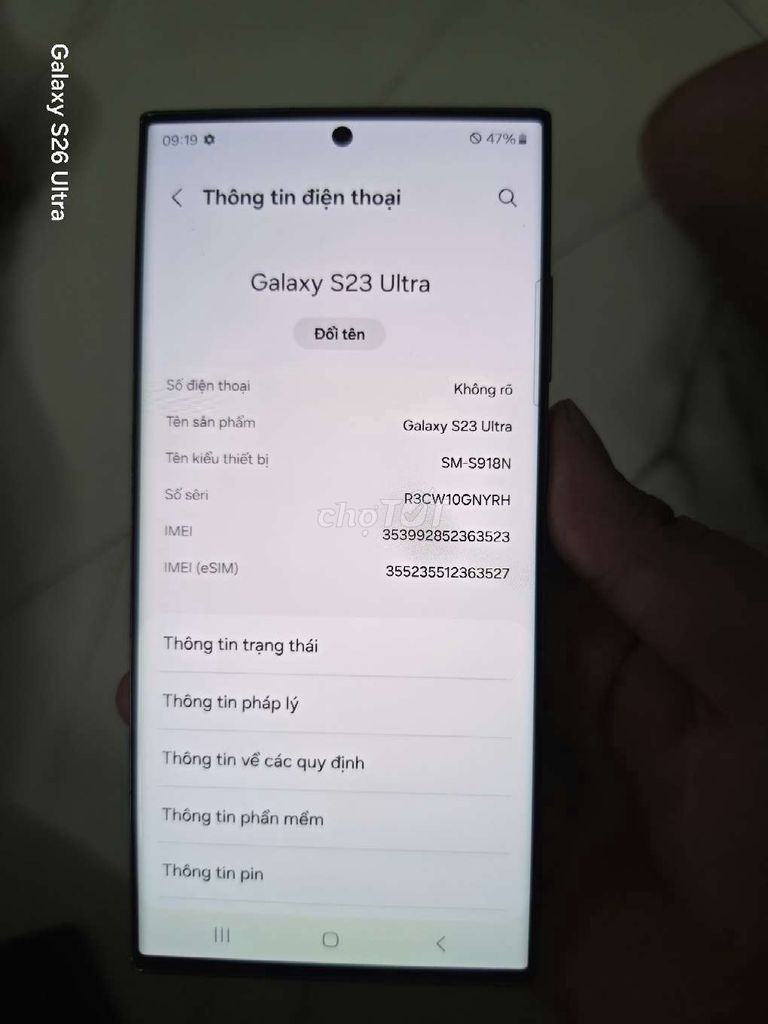 Samsung Galaxy S23 Ultra 512GB Xám Đã sử dụng. Mua bán Điện thoại tại Quận Hai Bà Trưng Hà Nội được đăng bởi Duc Minh hình 1