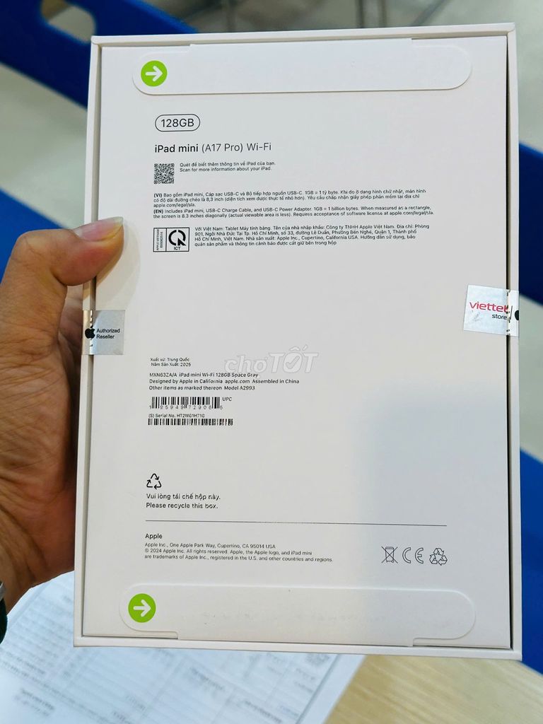 Pass iPad Mini 7 128GB Wifi Nguyên seal. Mua bán Máy tính bảng tại Quận Đống Đa Hà Nội được đăng bởi Hoàng Táo  hình 1