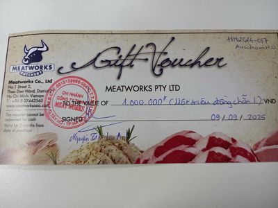 Voucher của MeatWorks Xuân Diệu giá 1tr. Mua bán Đồ ăn, thực phẩm và các loại khác tại Quận Đống Đa Hà Nội được đăng bởi Trung Nguyen