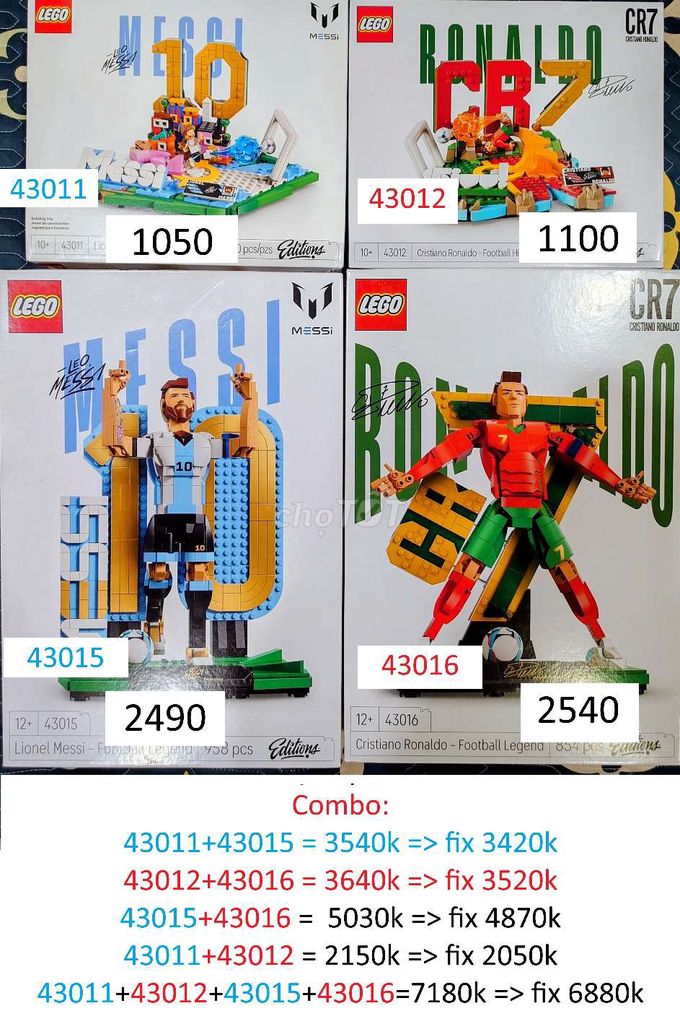 Lego Messi Ronaldo cr7 43011 43***16. Mua bán Sở thích khác tại Quận Thanh Xuân Hà Nội được đăng bởi Duy Nguyen hình 1