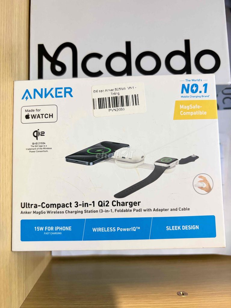 Sạc không dây Anker B25M8 Trắng MagSafe 3 trong 1. Mua bán Phụ kiện (Màn hình, Chuột...) tại Quận 10 Tp Hồ Chí Minh được đăng bởi Cảnh hình 1