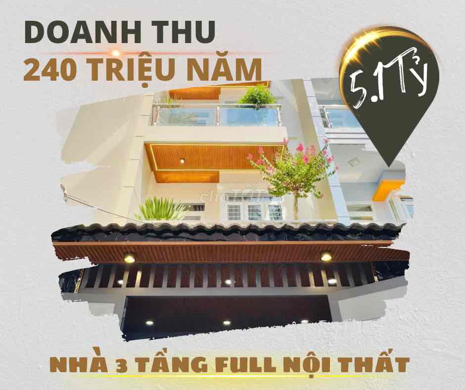 Nhà 45m2,ngay vòng xoay Lăng Cha Cả, doanh thu 240tr năm,full nội thất