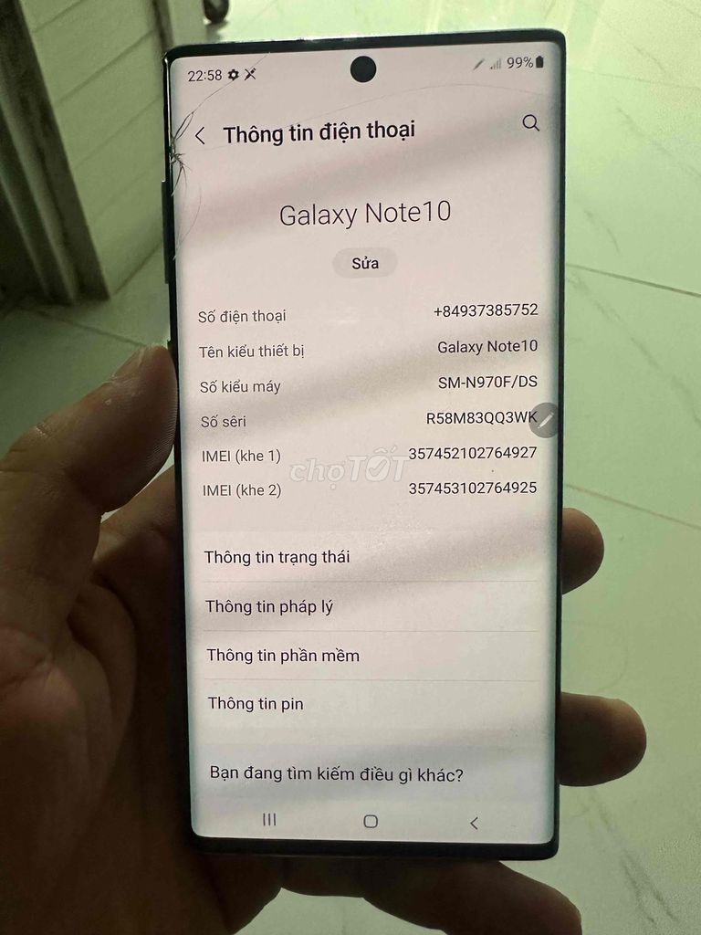 Samsung Galaxy Note 10 Đỏ Nứt kính. Mua bán Điện thoại tại Huyện Châu Thành Bến Tre được đăng bởi Quoc Ky hình 1
