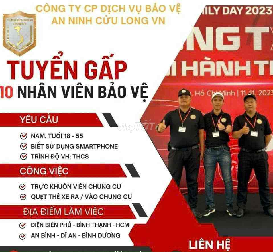 Tuyển 50 lao động + Bảo vệ + BD, HCM