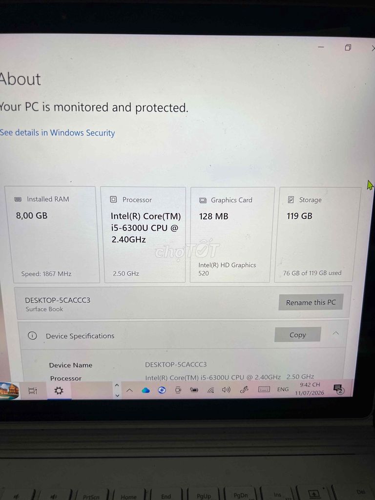 Microsoft Surface Book 2.8GB/119GB màng cảm ứng. Mua bán Laptop tại Huyện Châu Đức Bà Rịa - Vũng Tàu được đăng bởi Hoang anh hình 1