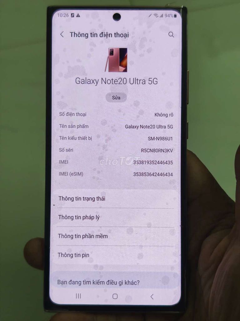 Samsung Galaxy Note 20 Ultra 5G 128GB Đồng. Mua bán Điện thoại tại Thành phố Thủ Đức Tp Hồ Chí Minh được đăng bởi Tịnh Lưu Ly hình 1
