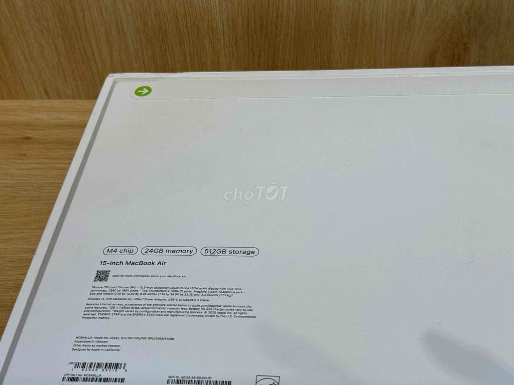 Apple Macbook Air 15 inch M4 24G/512G. Mua bán Laptop tại Thành phố Thủ Đức Tp Hồ Chí Minh được đăng bởi Đôn Lê hình 1