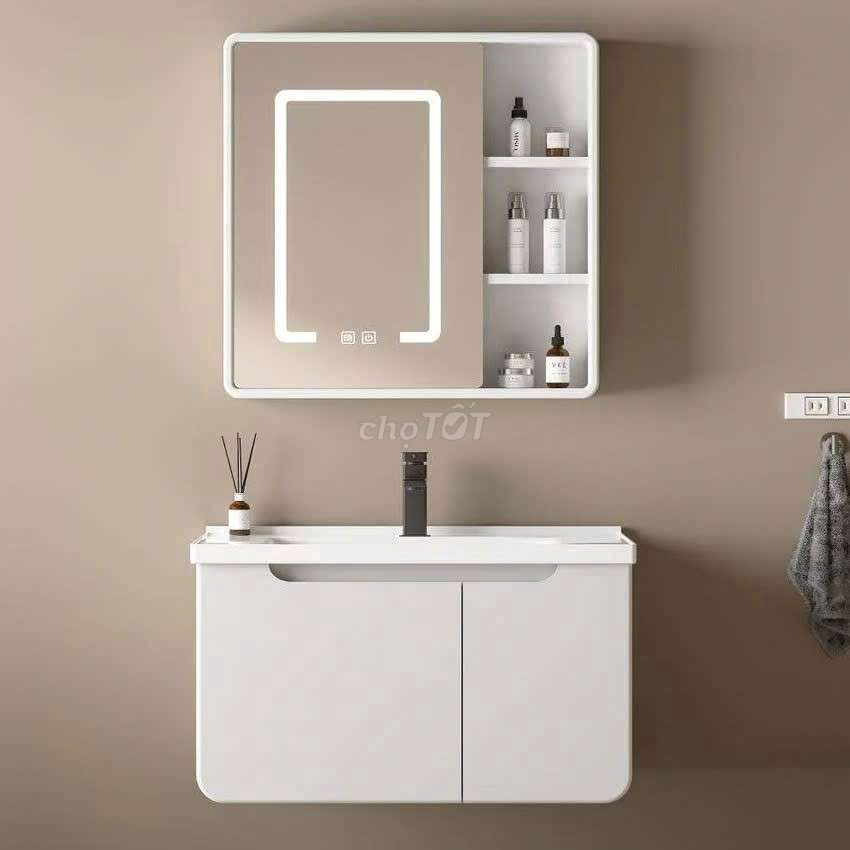 Bộ tủ lavabo Nhựa Trắng 60x48cm Gương LED. Mua bán Thiết bị vệ sinh, nhà tắm tại Quận Bình Tân Tp Hồ Chí Minh được đăng bởi NiNa SHOP hình 1