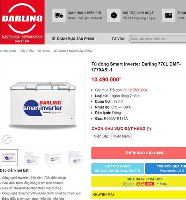 🌈Tủ đông Darling inverter 700L (DMF-7779ASI-1)