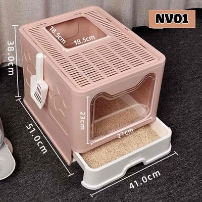 Nhà vệ sinh cho mèo nhựa Hồng 51x41x38cm