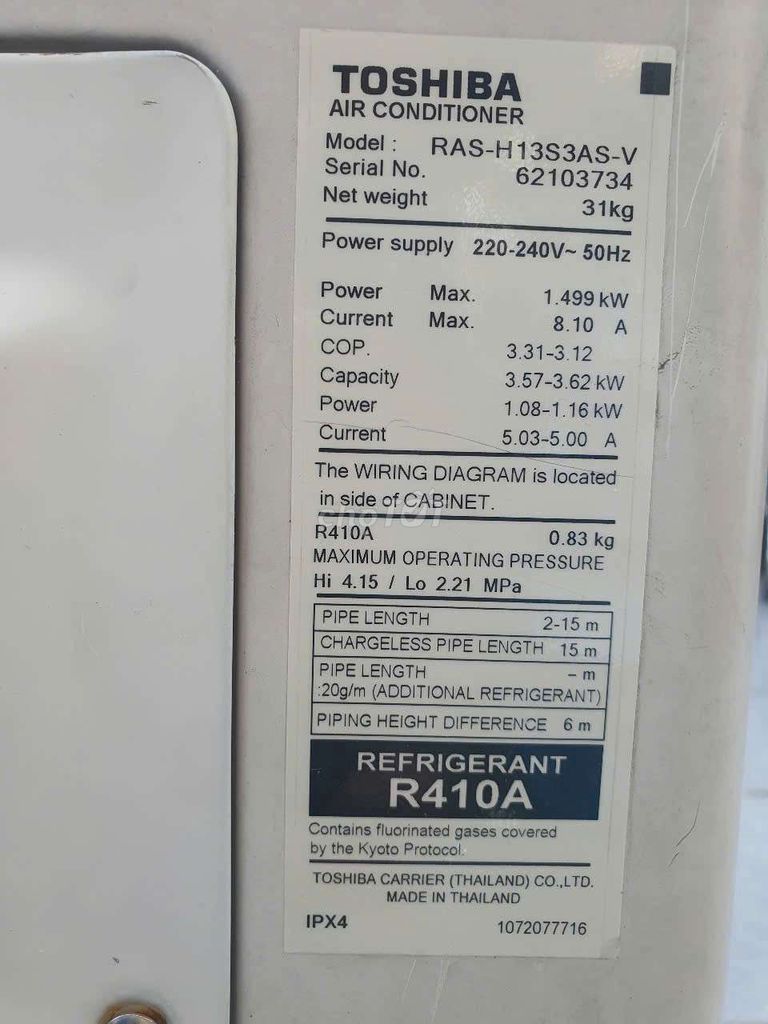 Máy lạnh Toshiba 1.5HP - Thailand