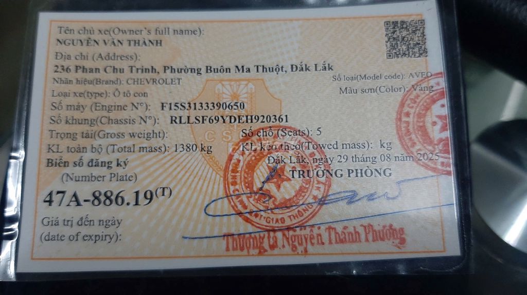 Chevrolet Aveo 2014 - 100 0000km. Mua bán Ô tô tại Thành phố Buôn Ma Thuột Đắk Lắk được đăng bởi Tên chưa cung cấp hình 7