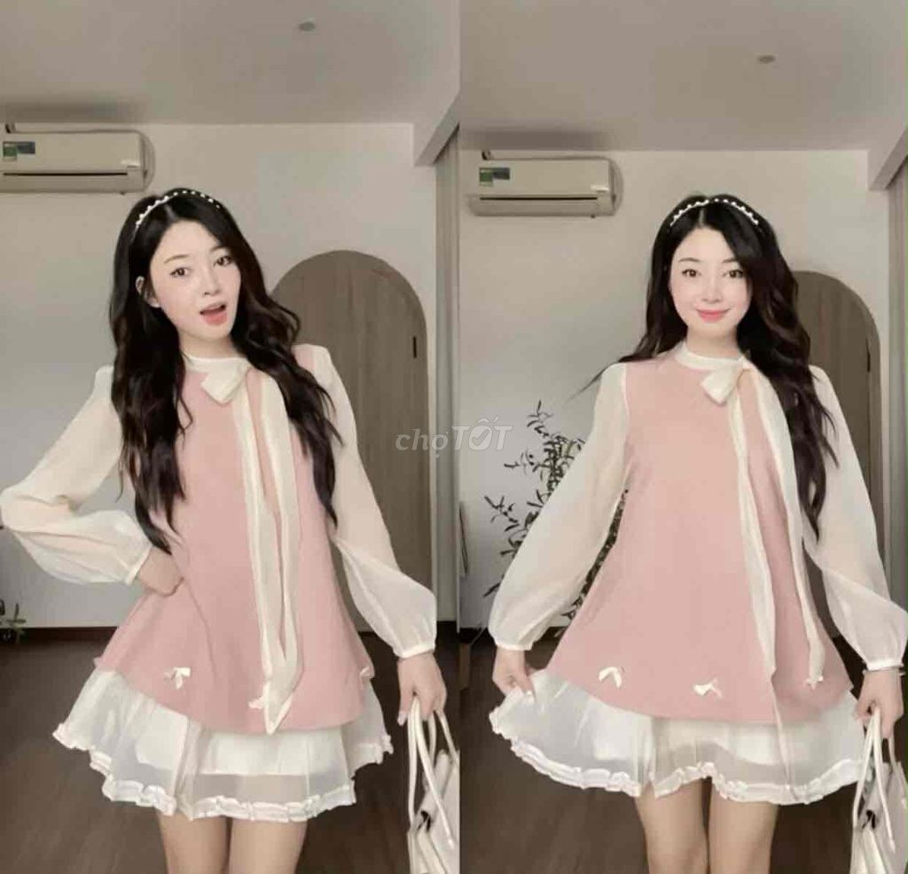 Váy Nữ Hồng Tay xoắn Cổ nơ. Mua bán Quần áo tại Huyện Quỳ Châu Nghệ An được đăng bởi Hồng Nhiên hình 1