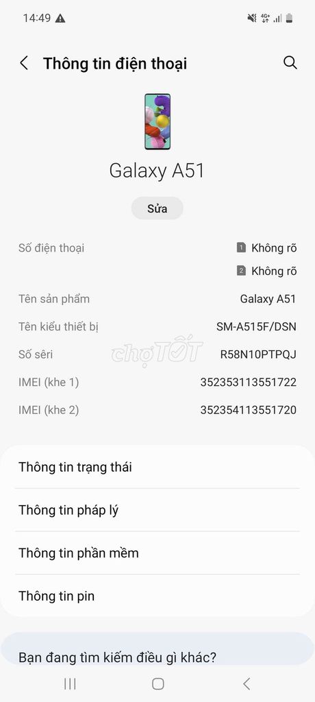 Samsung Galaxy A51. Mua bán Điện thoại tại Thành phố Biên Hòa Đồng Nai được đăng bởi linh bts hình 1