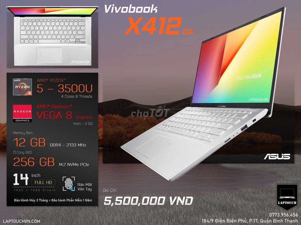 Asus Vivobook X412DA [ Radeon Vega 8 - 2 GB ]. Mua bán Laptop tại Quận Bình Thạnh Tp Hồ Chí Minh được đăng bởi Cửa Hàng Máy Tính Laptouch VN hình 1