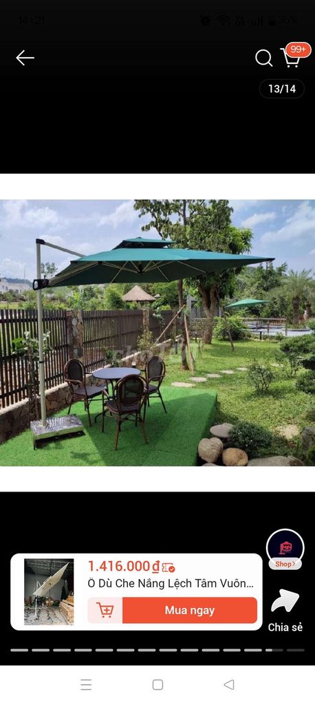 Dù lệch tâm Xanh lá 2.8m. Mua bán Nội thất, đồ gia dụng khác tại Huyện Cần Giuộc Long An được đăng bởi Chi Chi hình 1