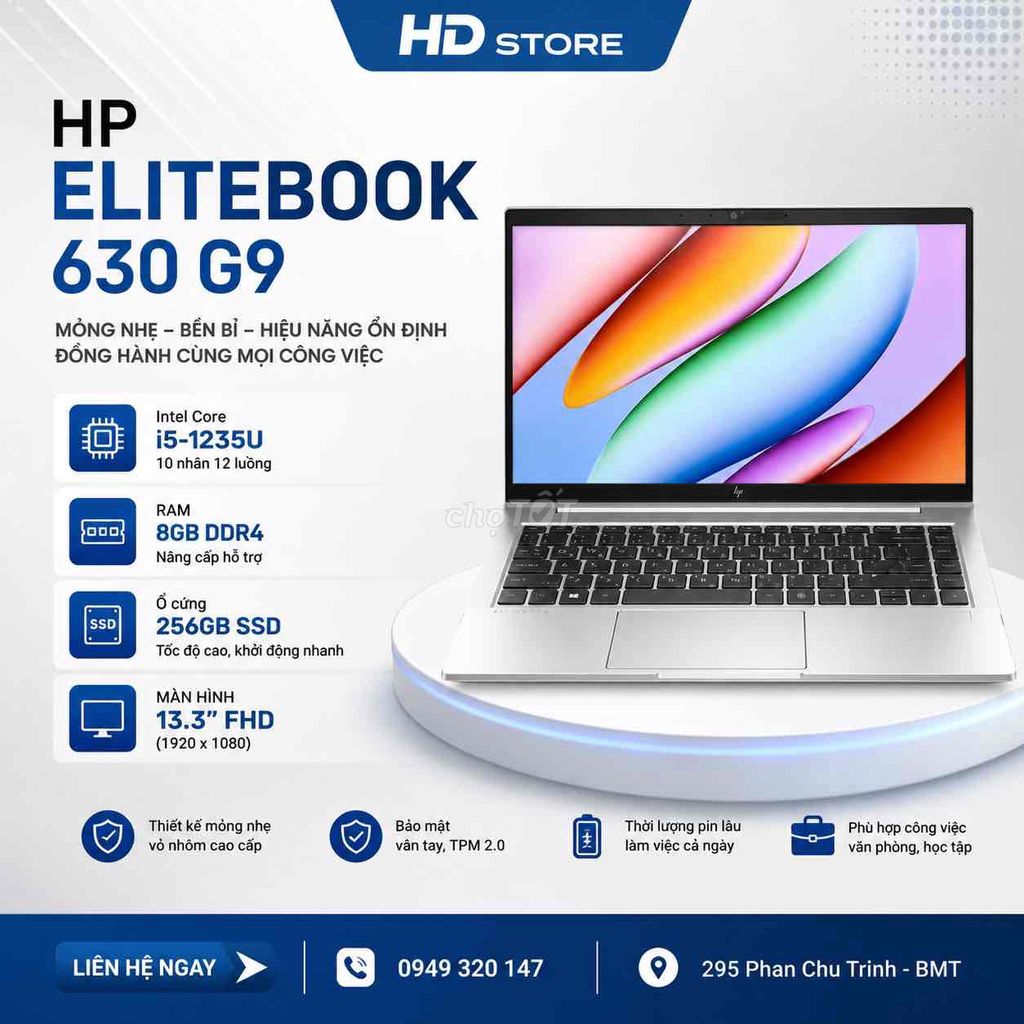 HP Elitebook 630 G9 i5-1235U 13.3 inch 8GB/256GB. Mua bán Laptop tại Thành phố Buôn Ma Thuột Đắk Lắk được đăng bởi HD Store  hình 1