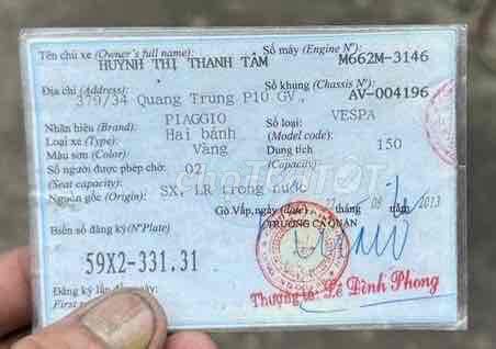 Vespa LX 150 - Biển số cute 331.31. Mua bán Xe máy tại Quận Gò Vấp Tp Hồ Chí Minh được đăng bởi Tony hình 3