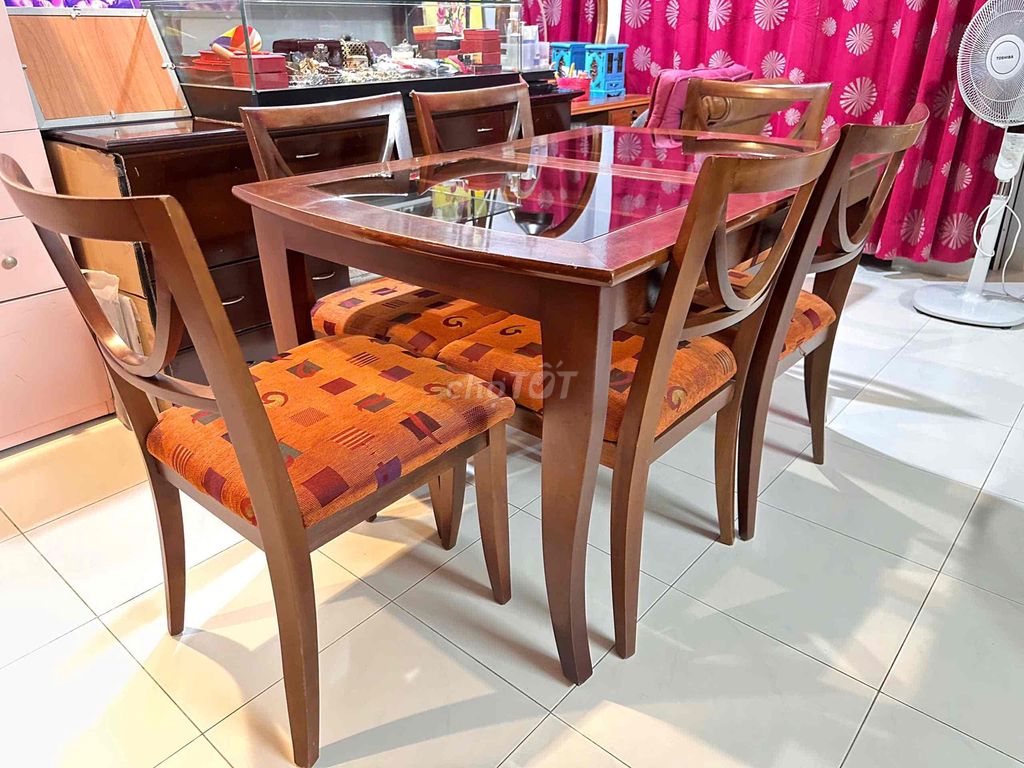 Bộ bàn ăn gỗ xoan đào kính 6 ghế 1.75m 70%. Mua bán Bàn ghế tại Quận Bình Tân Tp Hồ Chí Minh được đăng bởi HAI NGUYEN hình 1