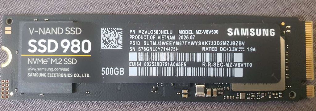 Ổ cứng SSD Samsung SSD 980 500GB New full box. Mua bán Linh kiện (RAM, Card...) tại Quận Phú Nhuận Tp Hồ Chí Minh được đăng bởi Hoàng Lê hình 1