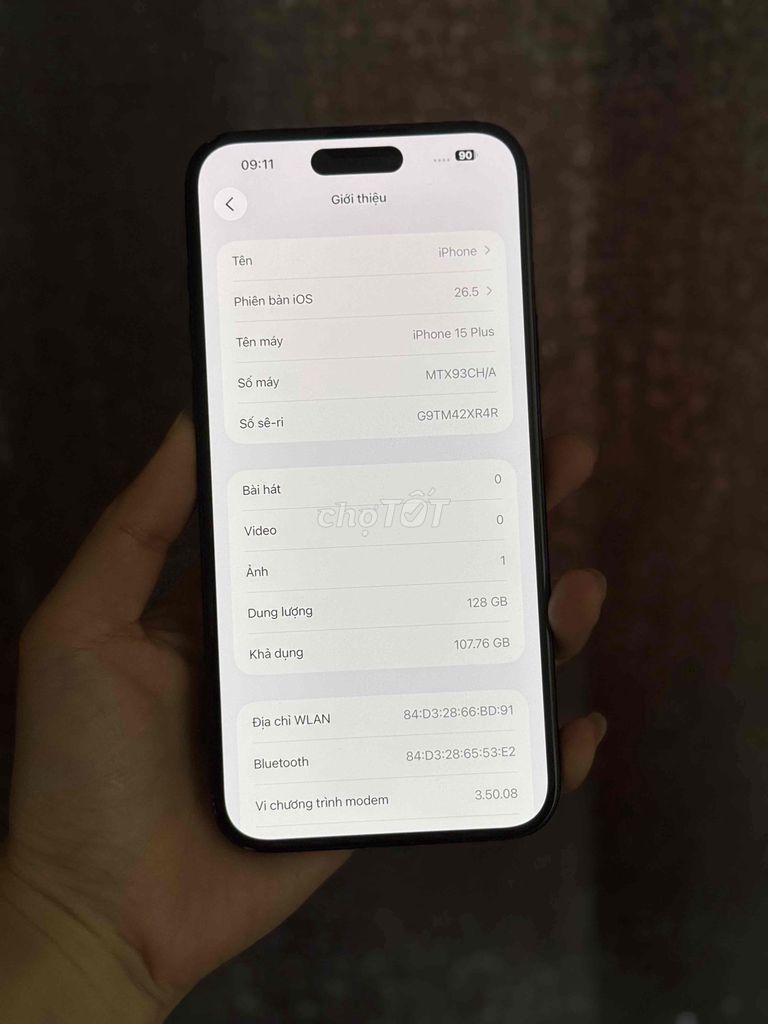 Apple iPhone 15 Plus 128GB Đen 95%. Mua bán Điện thoại tại Huyện Yên Phong Bắc Ninh được đăng bởi Hm hình 1