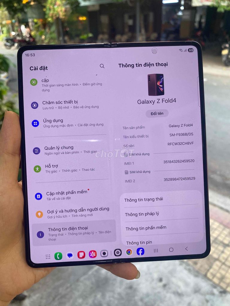 Samsung Galaxy Z Fold4 256GB Tím 97%. Mua bán Điện thoại tại Quận Tân Phú Tp Hồ Chí Minh được đăng bởi Minh Khang Sài gòn MoBILE hình 1