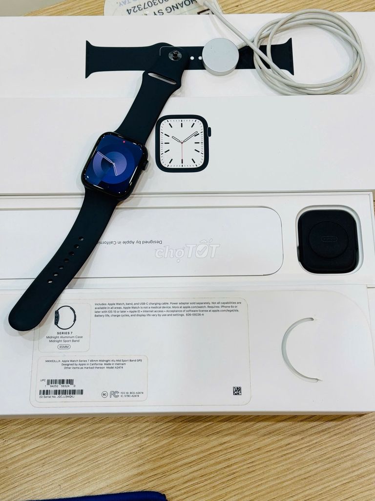 APPLE WATCH SERI 7 45MM FULBOX SẠC ZIN + 3 DÂY ĐEO