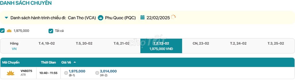 Cần Thơ - Phú Quốc  22/02/2025