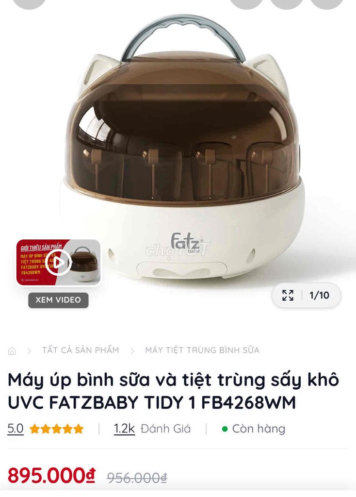 Máy tiệt trùng Fatzbaby TIDY 1 FB4268WM. Mua bán Mẹ và bé tại Quận Nam Từ Liêm Hà Nội được đăng bởi Huyền Trang Lê hình 1