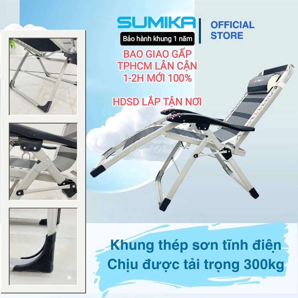 Ghế xếp gấp gọn Sumika trắng kem cực đẹp