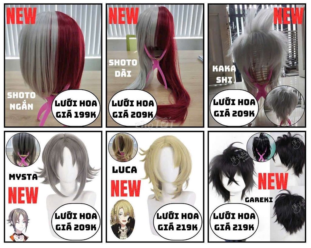 TỔNG HỢP TÓC GIẢ NGUYÊN ĐẦU (WIG) GIÁ RẺ 6