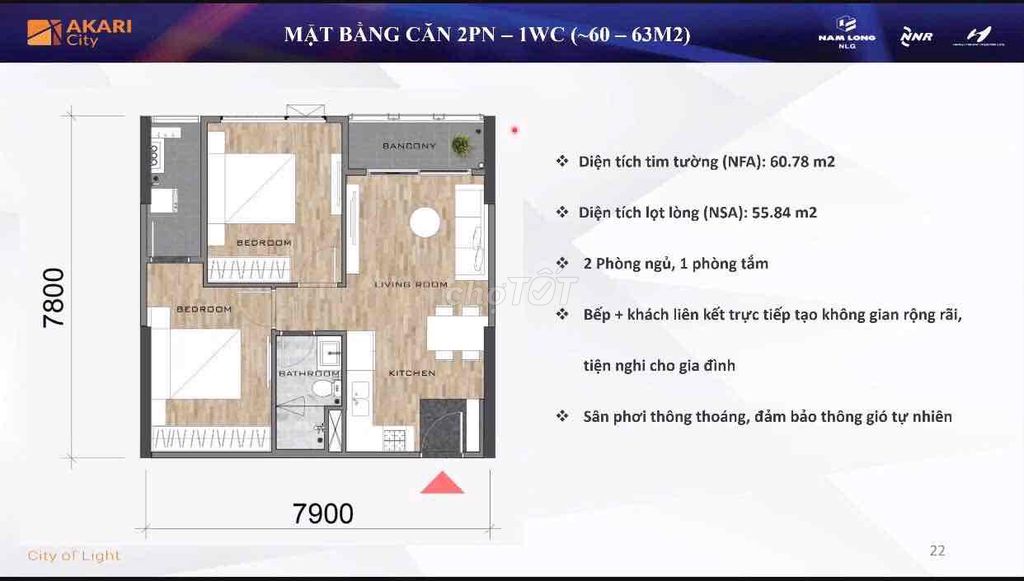 Bán Akari City Giai đoạn 2 60m2 (2Pn-1Wc) giá bán từ 3ty2-3ty3