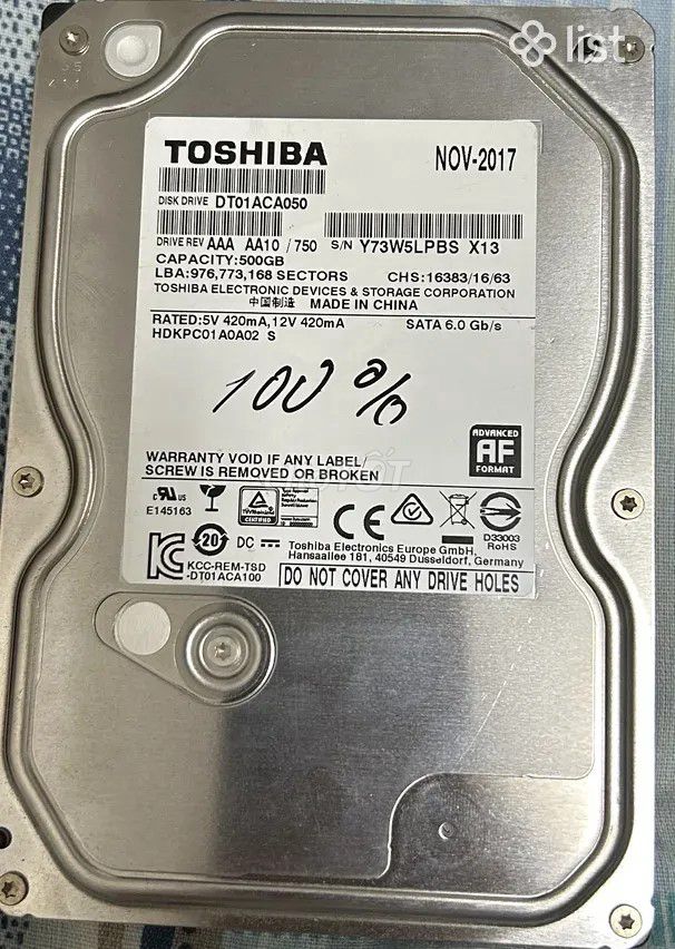 Hdd PC 500Gb Toshiba sk 100% Gía Rẻ