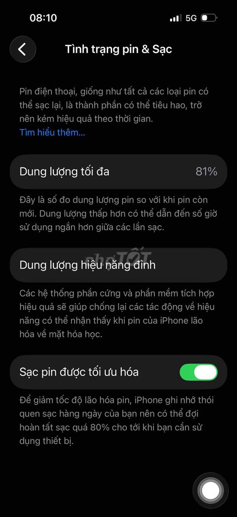 Pin Apple iPhone 14 Pro 81%. Mua bán Linh kiện (RAM, Card...) tại Thành phố Thủ Dầu Một Bình Dương được đăng bởi Quang hình 1