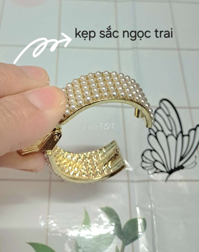 2 KẸP SẮC NGỌC TRAI 15K