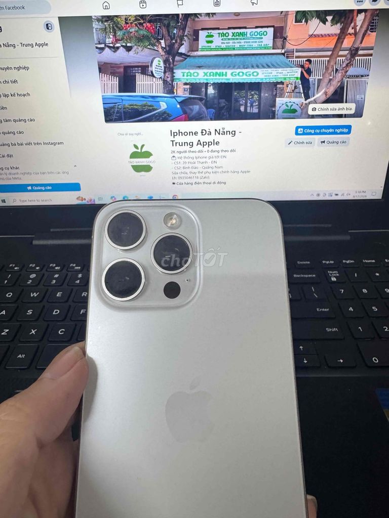 Apple iPhone 15 Pro Max 256GB Bạc Đã sử dụng. Mua bán Điện thoại tại Quận Ngũ Hành Sơn Đà Nẵng được đăng bởi Nguyễn Hữu Trung hình 1