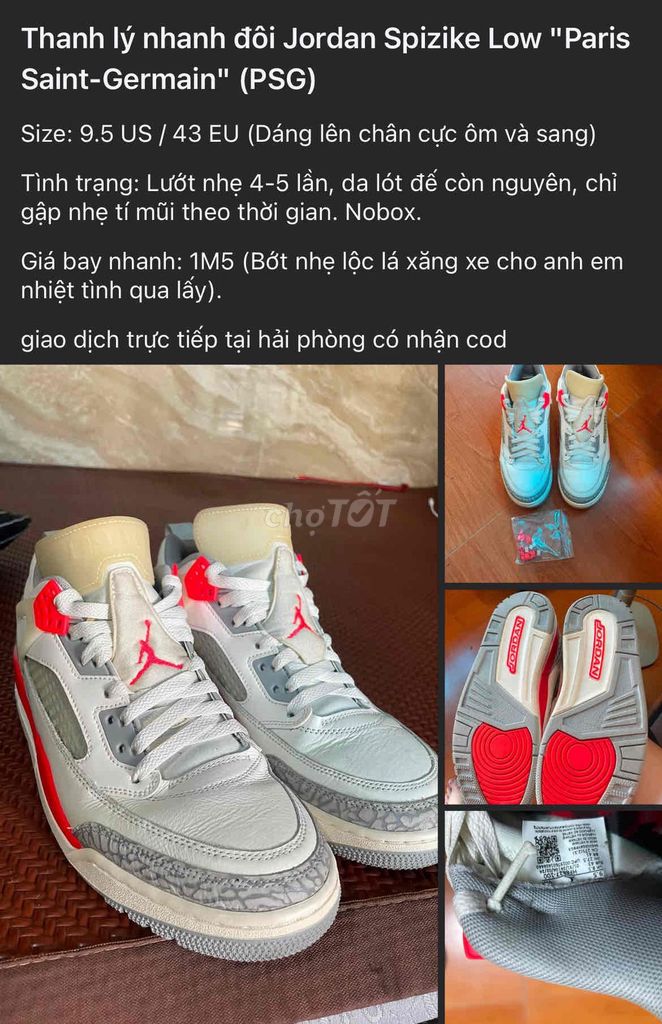 Jordan Spizike Low(real) tại hải phòng. Mua bán Giày dép tại Quận Ngô Quyền Hải Phòng được đăng bởi Đỗ Nam khánh hình 1